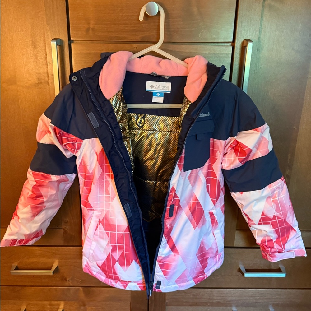 Columbia Kids' Geometric Pink and Navy Puffer Jacket